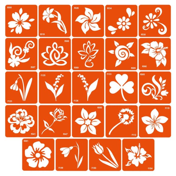 Набор трафаретов для био-тату «F - цветы» f-simple_24_1         