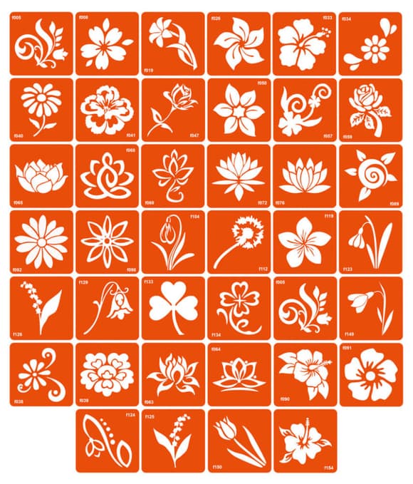 Набір трафаретів для біо-тату «F - квіти» f-simple_40_1