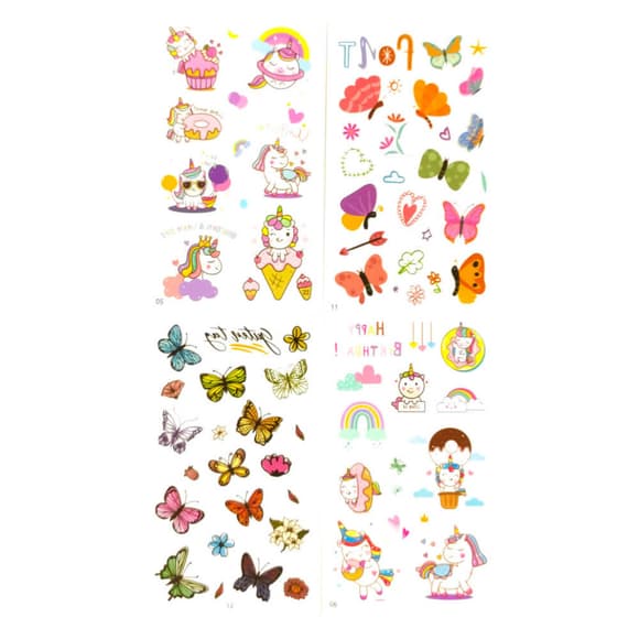 Набор детских временных тату «Бабочки и единороги» tattoo-kids-mini-set-unico