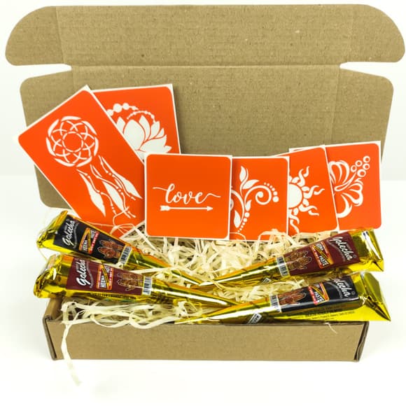  Набір хни з трафаретами для біо-тату №1 henna-set-01