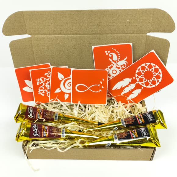  Набір хни з трафаретами для біо-тату №2 henna-set-02