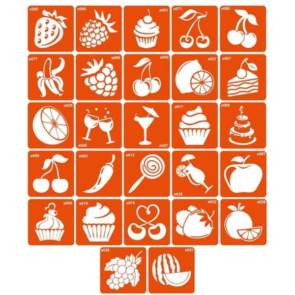 Набор трафаретов для био-тату «E - еда» e_simple_5x5_27_1