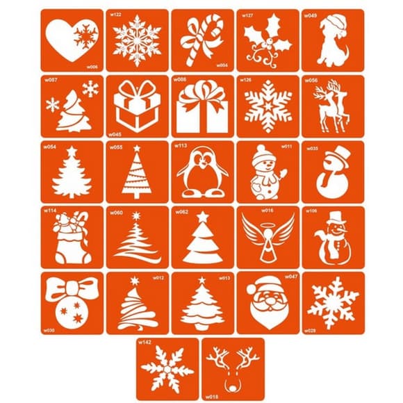 Набір трафаретів для біо-тату "W - зима" w_simple_5x5_27_1