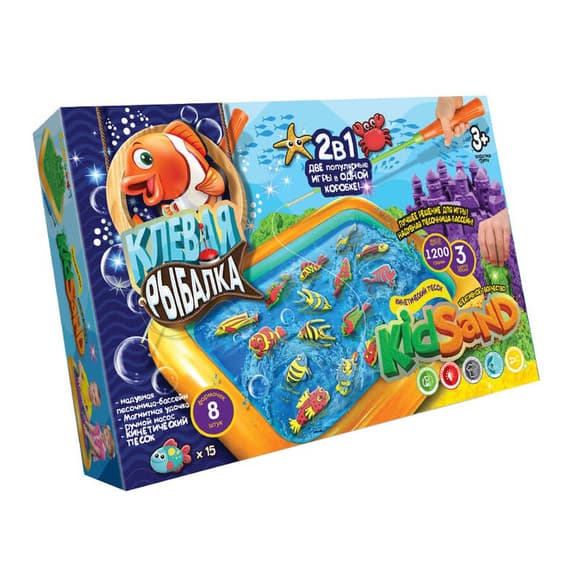Набір креативної творчості "Кінетичний пісок: Кльова риболовля" KIDSAND KRKS-01-01U 2в1