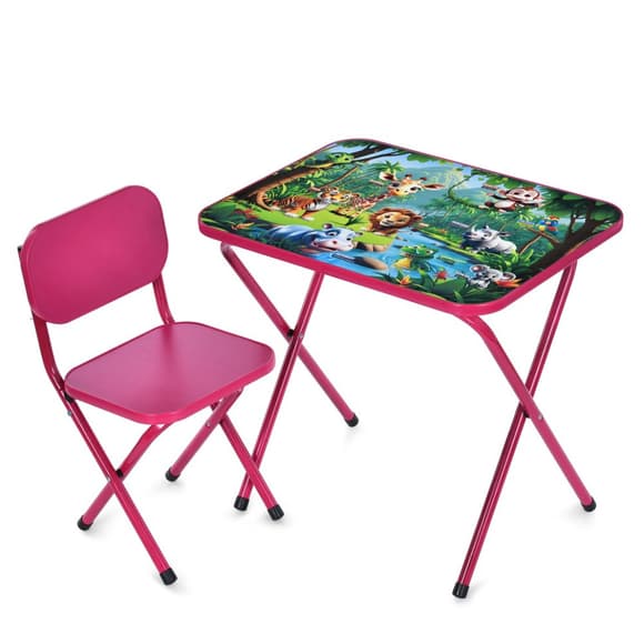 Детс кий столик складной со стульчиком M 5970-8 малиновый