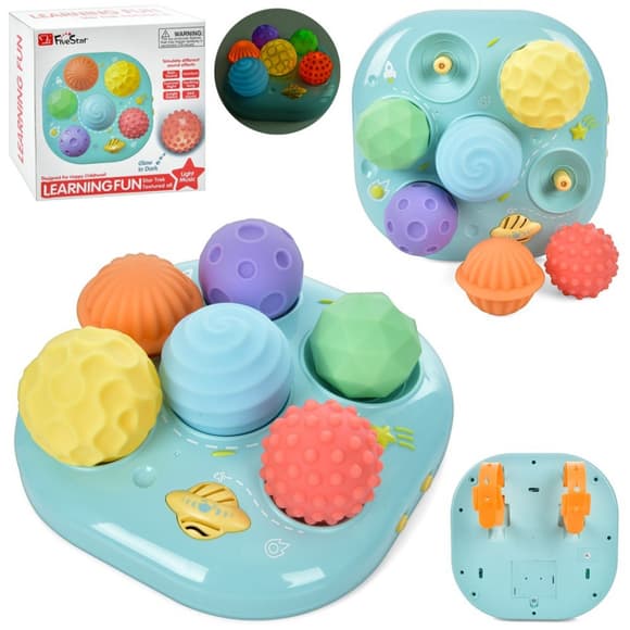 Дитяча Розвиваюча "Текстурні М'ячики" 35179M  6 штук, музика, світло