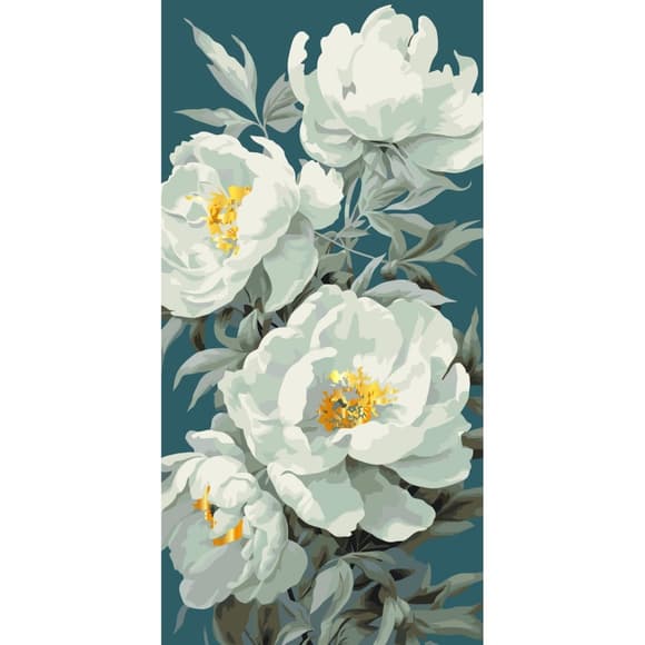 Картина по номерам "Белые пионы" 13093-AC 40х80 см, с металлизированными красками
