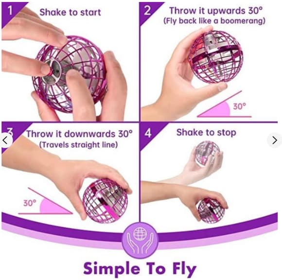 Летающий шар-спиннер Flynova pro 368FN(Pink) со светом