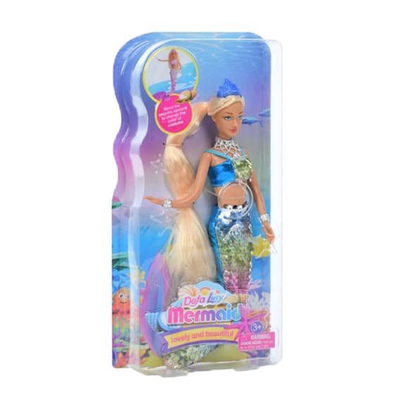 Детска я кукла "Русалка" 8433(Blue) голубой, наряд с пайетками 29 см