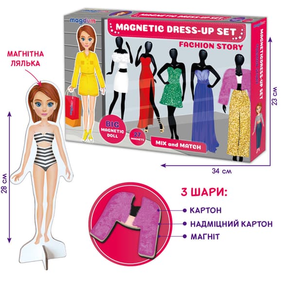 Настольная магнитная игра "Fashion story" ML4032-08 EN магнитная кукла, 27 магнитов