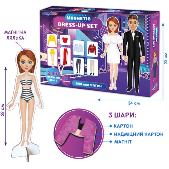 Настільна магнітна гра "Magnetic dolls" ML4032-09 EN 2 магнітні ляльки та 37 магнітів