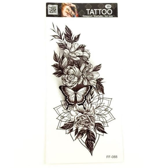 Временная тату «Цветы» FF-088 размер 19 х 9 см