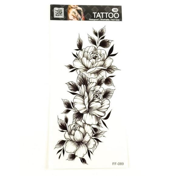 Временное тату «Цветы» FF-089 размер 19 х 9 см