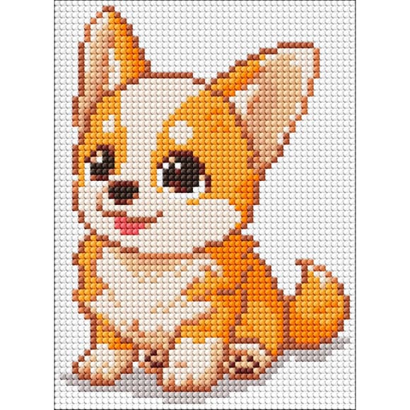 Алмазная мозаика без подрамника для детей "Милый корги" AMM1030, 15х20 см