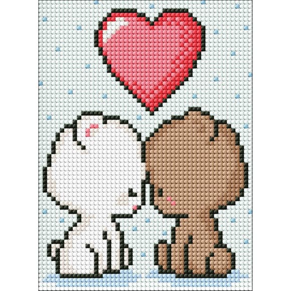 Алмазная мозаика без подрамника для детей "Влюбленные мишки" AMM1034, 15х20 см