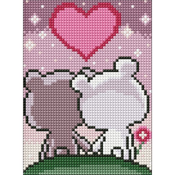 Алмазная мозаика без подрамника для детей "Влюбленные медвежата" AMM1039, 15х20 см