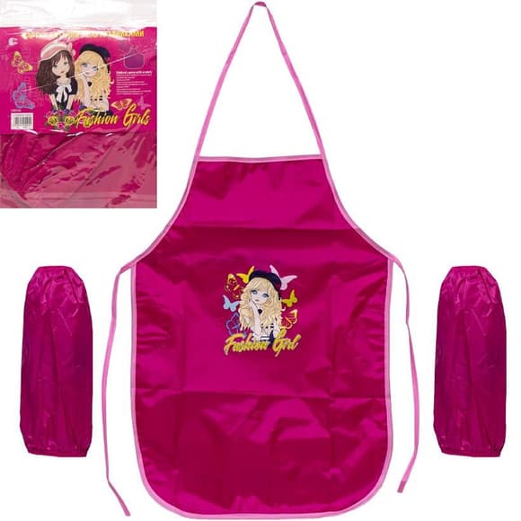 Фартух дитячий з нарукавниками для дівчаток CR5530(Pink) 54х37 см (91392)
