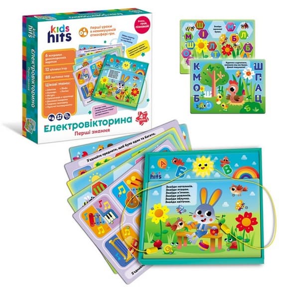 Электровикторина детская "Азбука и первые знания" KH55/001 в комплекте 6 карточек 12 заданий