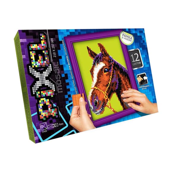 Набір для творчості "Мозаїка Піксель: Кінь" РМ-01-07, 21х29,7 см, рамка в наборі