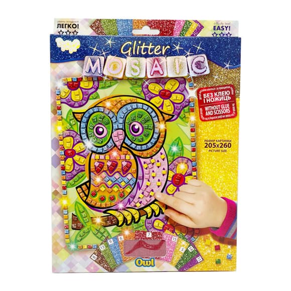 Креативна творчість "Блискуча мозаїка: Owl-1" БМ-02-07, 20.6х26 см