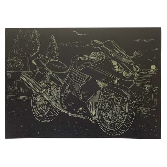 Гравюра А4 "Мотоцикл-1" ГрА4-12з эконом вариант в пакете 29,7х21 см
