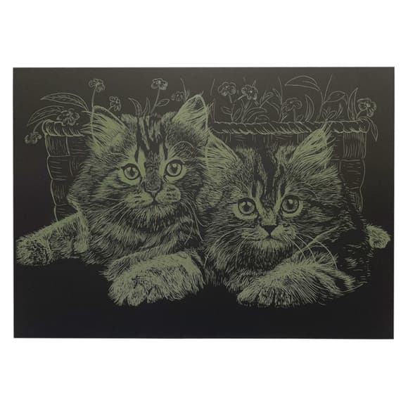 Гравюра А4 "Коти" ГрА4-13з економ варіант в пакеті 29,7х21 см