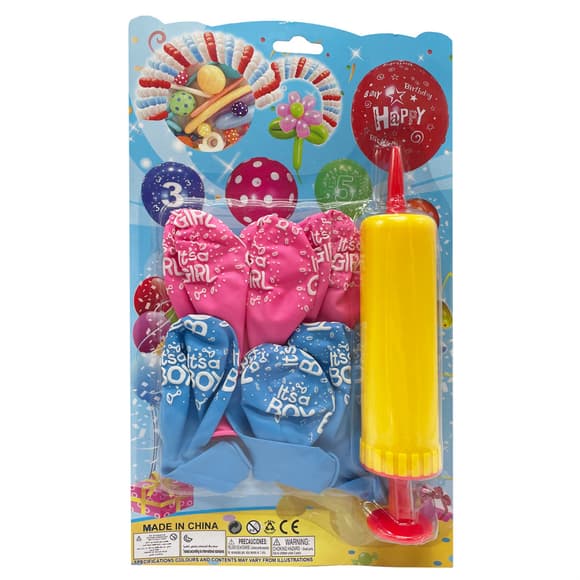 Набір Повітряних кульок "It's a girl/It's a boy" MK5478 насос, 6 шт, на аркуші