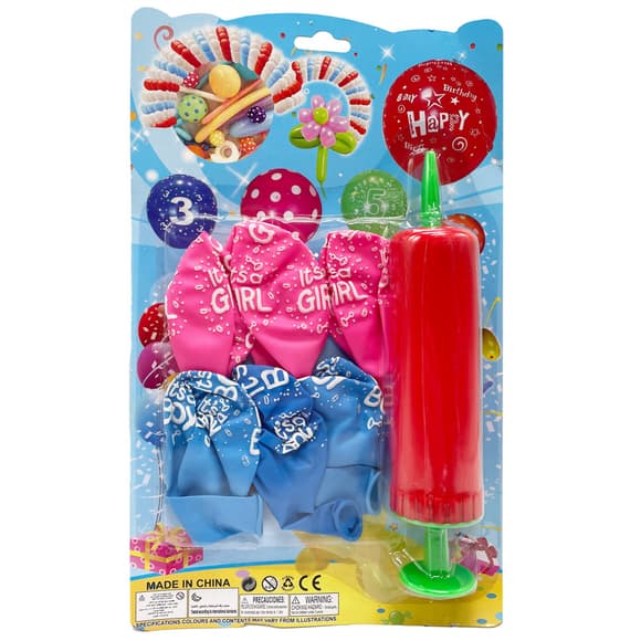 Набір Повітряних кульок "It's a girl/It's a boy" MK5478 насос, 6 шт, на аркуші