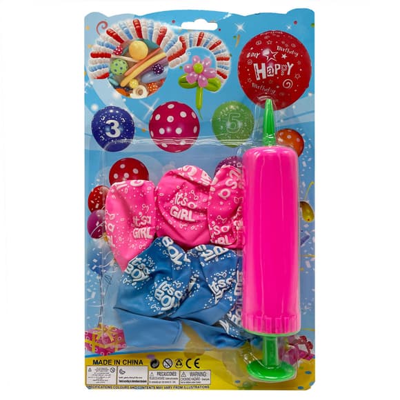 Набор Воздушных шаров "It's a girl/It's a boy" MK5478 насос, 6 шт, на листе