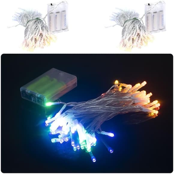 Гирлянда "Ниточка" RJ-07 на 3-х батарейках 50 лампочек 6 метров, мультицвет