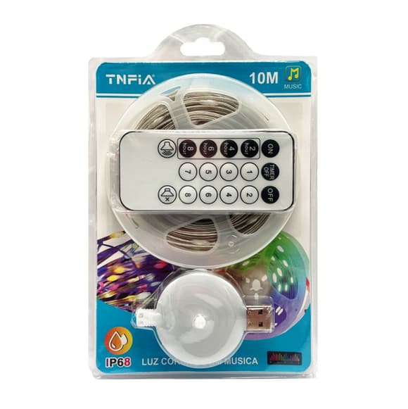 Гірлянда музична LED D-50X, USB 100L стрічка 10 метрів 8 різних мелодій, з пультом 