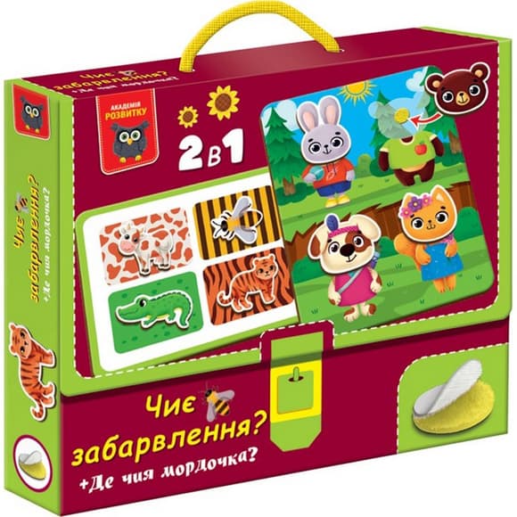 Дитяча розвиваюча іграшка "Чиє забарвлення? Де чия мордочка?" VT1310-06 з липучками