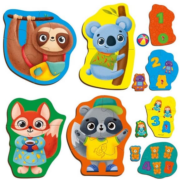 Дитячі розвивальні картонні пазли "Тварини. Іграшки" VT1722-27 з грою