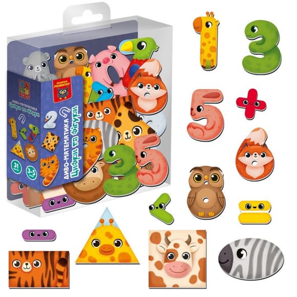 Детская развивающая магнитная игра "Чудо-математика. Цифры и фигуры" VT5411-19 31 магнит