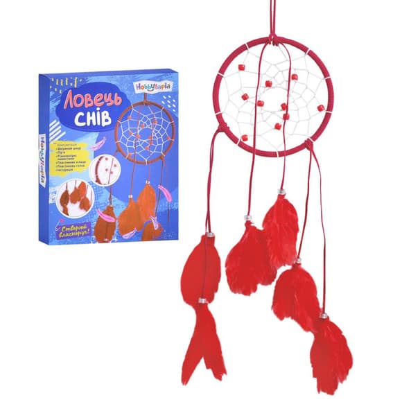 Набор для творчества "Ловец снов" M5871UA кольцо 13см, кожаный шнур, бусины, перья