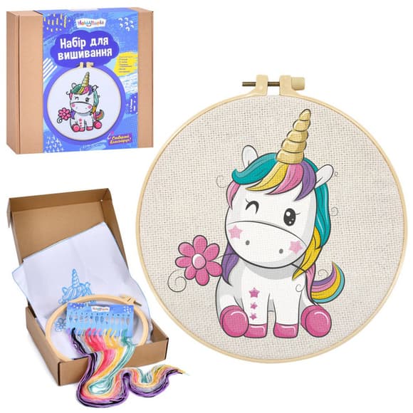  Дитячий набір для вишивання "Єдиноріг" DYEK1021 п'яльце 20 см