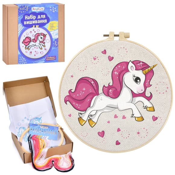  Дитячий набір для вишивання "Єдиноріг" DYEK1014 п'яльце 20 см