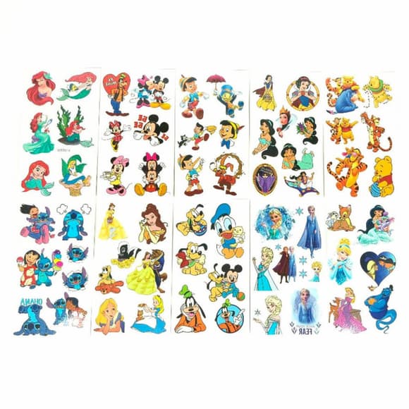 Набір дитячих тимчасових тату "Мультики" cartoons-tatoo-set-10, 12х7 см 10 тату