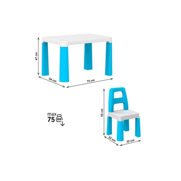 Дитячий стіл із двома стільцями 0471TXK біло-синій