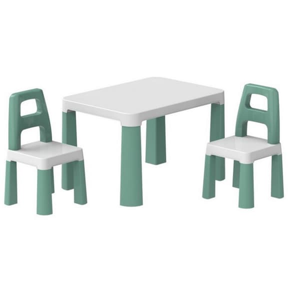Детский стол с двумя стульями 0440TXK бело-зеленый