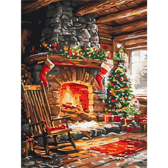 Картина за номерами "Затишок різдвяного вогнища" RBS1024, 30х40 см