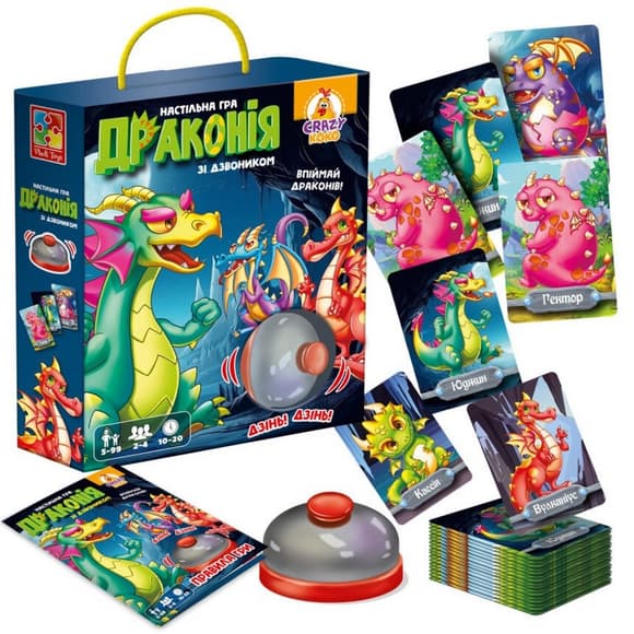 Настольная игра "Дракония" VT8010-12, 100 карточек, правила игры, 1 колокольчик