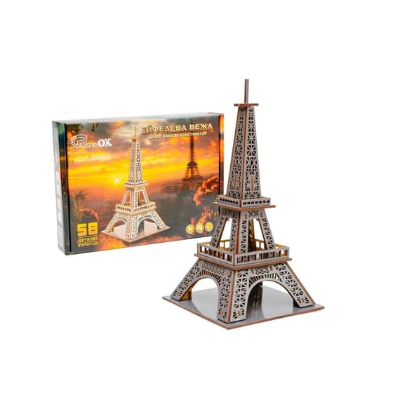 Деревянный 3D конструктор "Эйфелева башня" Puz-00925, 58 деталей