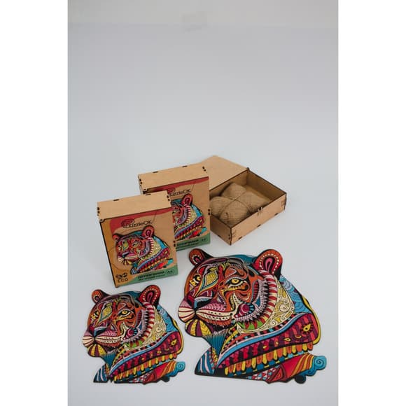 Фігурний дерев'яний пазл A3 "Загадковий тигр" PuzA3-03110, 129 деталей