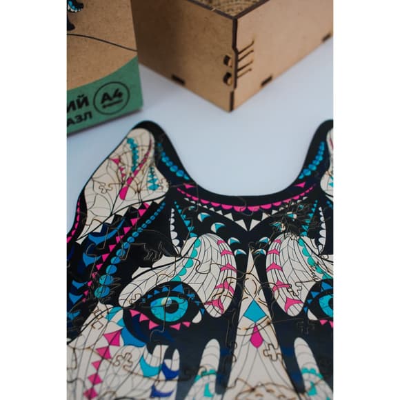 Фигурный деревянный пазл A3 "Снежный хаски" PuzA3-03112, 123 детали