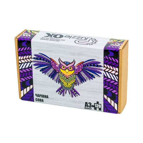 Фигурный деревянный пазл A3 "Волшебная сова" PuzA3-00723, 120 элементов