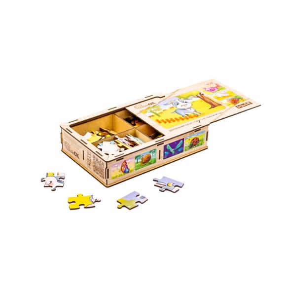 Дерев’яний дитячий пазл 4в1 "Свійські тварини" Puz-75595, 80 елементів