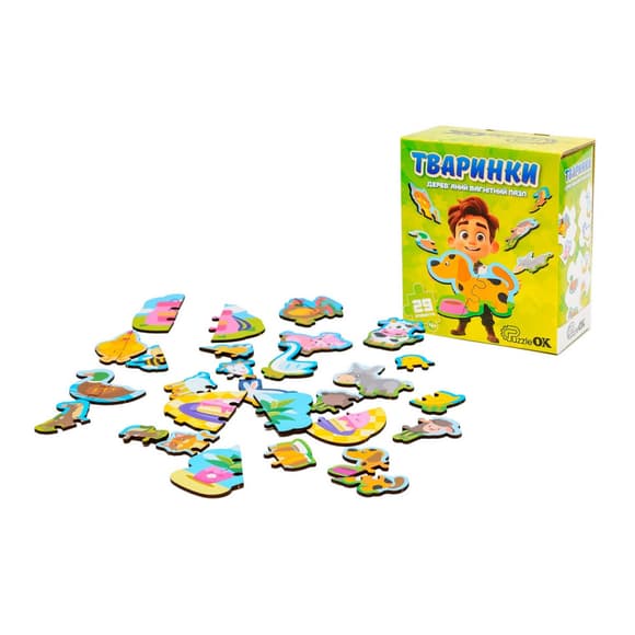 Деревянный магнитный пазл "Животные" Puz-22930, 35 элементов