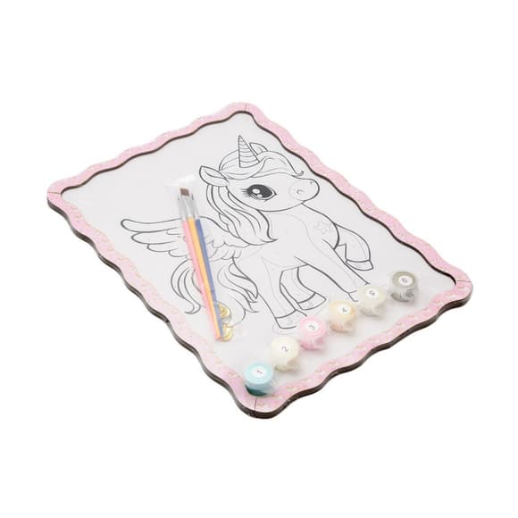 Картина по номерам "Единорог" Puz-22943 формат А4 кисточка, краски, крепеж для стены