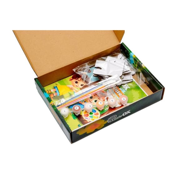 Деревʼяний пазл-розмальовка А5 "Гусочка" Puz-22937 пензлик, фарби, клейка плівка